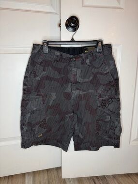 Fox Racing Black Green Camo Cargo Shorts Mens 33 Waist Y2K